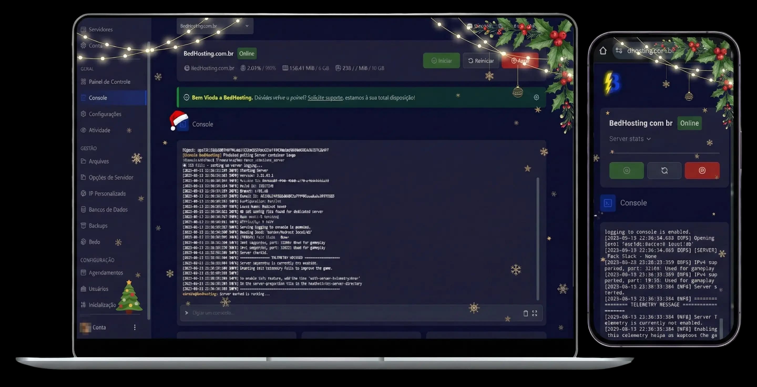 Prévia do Painel Hytale BedHosting